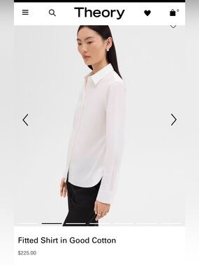 Theory long sleeve shirt featuring a button-down front and relaxed collar.